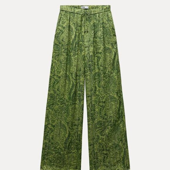 Zara METALLIC THREAD PRINTED PANTS - Picture 3 of 6